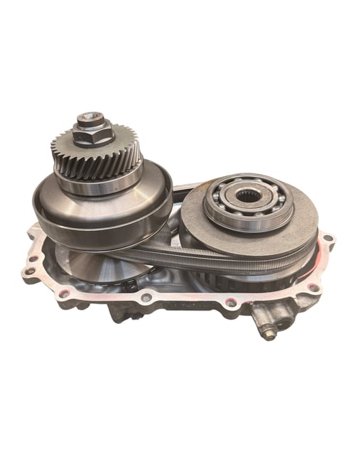 Automotive engine pulley system with serpentine belt assembly and metal mounting bracket