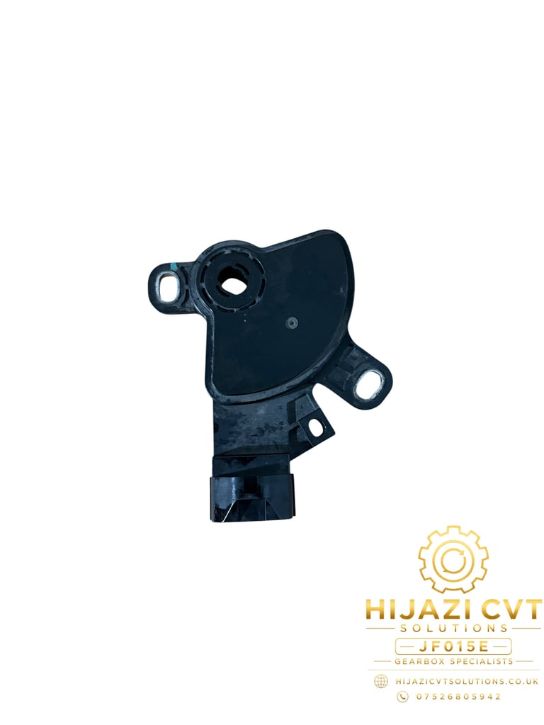 Black CVT transmission bracket with multiple mounting holes on white background, Hijazi CVT Solutions logo in corner
